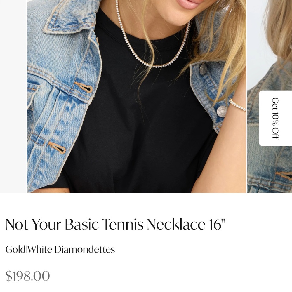 Melinda Maria Gold and White Tennis Necklace